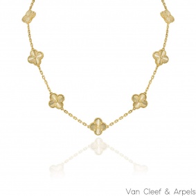 Van Cleef & Arpels Yellow Gold Vintage Alhambra 10 Motif Necklace VCARP3JJ00